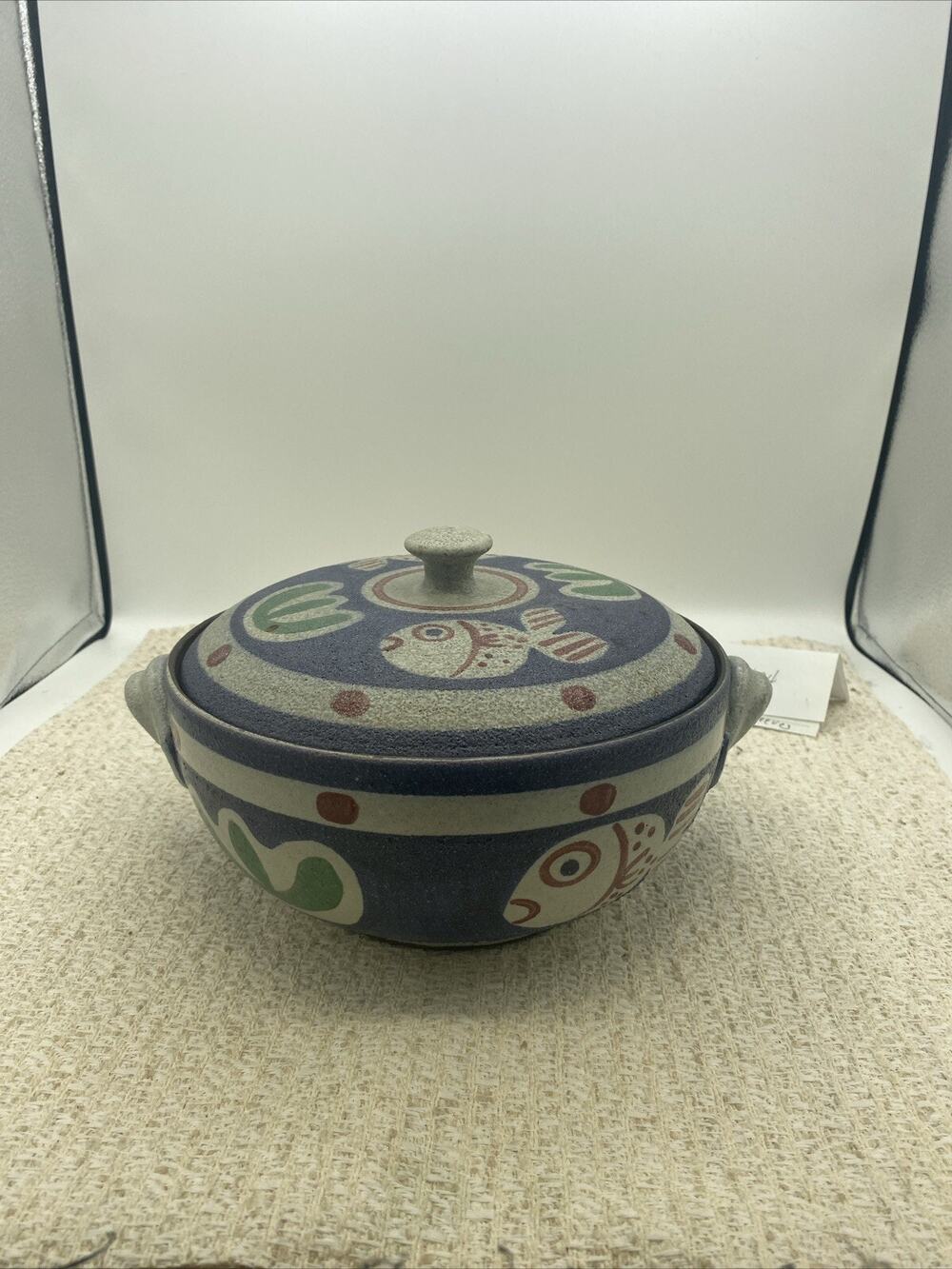 Shicali El Salvador CA Art Pottery Bowl Handmade Hand Painted With Lid 8”